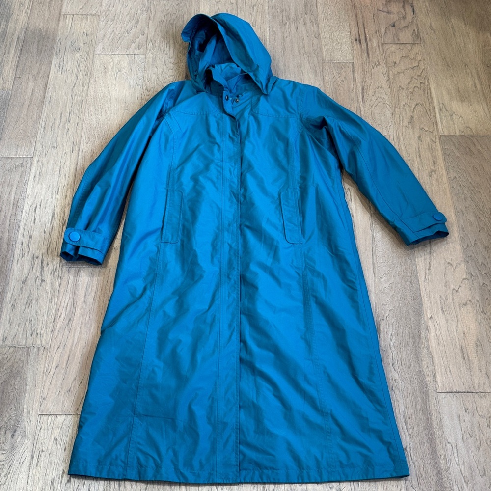 L.L. Bean Teal Hooded Trench Coat